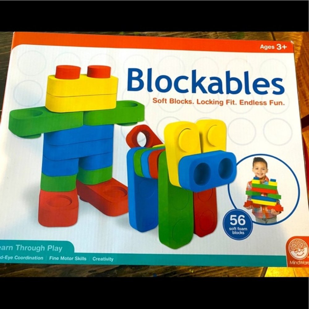 NEW IN BOX!! BLOCKABLES 56 soft blocks for ages 3+